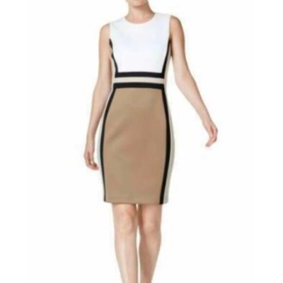 Calvin Klein Dresses & Skirts - Calvin Klein Scuba Colorblock Sleeveless Sheath Dress Size 6
